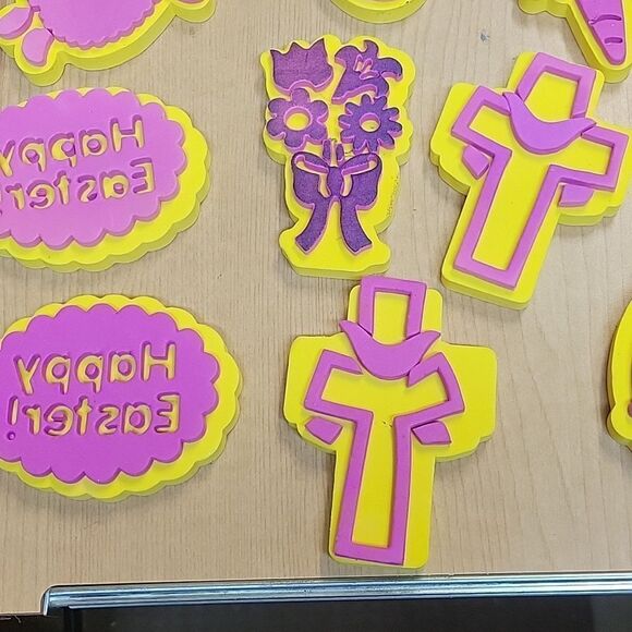 Lot Of 14 Chunky Foam Stamps For Arts And Crafts Painting. Easter - Picture 3 of 10